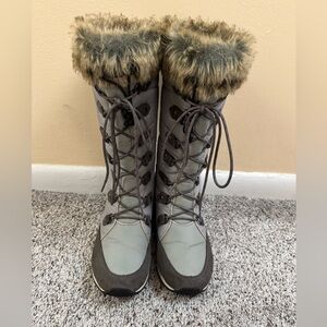 L.L. Bean Carrabassett Snow Boots Fur Tall Women's Size 8 Pewter EUC